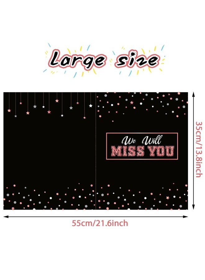 Sumind Large Farewell Greeting Card 13.8 x 21.6 Inch Farewell Gifts for Coworkers Friend Goodbye We Will Miss You Going Away Guest Signature Book Graduation Retirement Party Favor(Black and Rose Gold) - Image 2