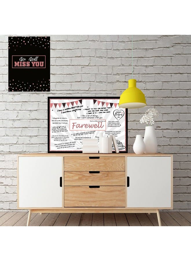 Sumind Large Farewell Greeting Card 13.8 x 21.6 Inch Farewell Gifts for Coworkers Friend Goodbye We Will Miss You Going Away Guest Signature Book Graduation Retirement Party Favor(Black and Rose Gold) - Image 4