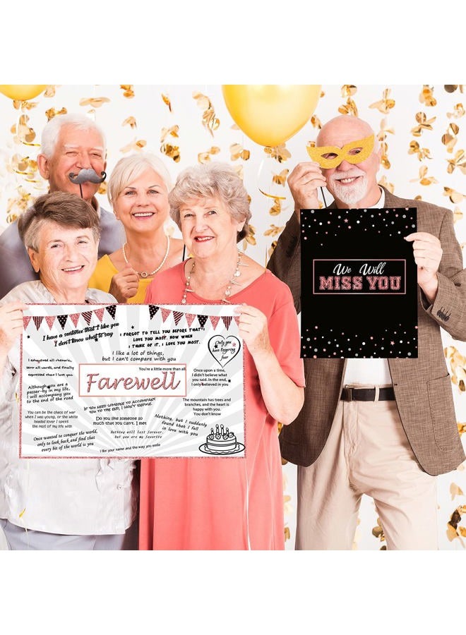 Sumind Large Farewell Greeting Card 13.8 x 21.6 Inch Farewell Gifts for Coworkers Friend Goodbye We Will Miss You Going Away Guest Signature Book Graduation Retirement Party Favor(Black and Rose Gold) - Image 5