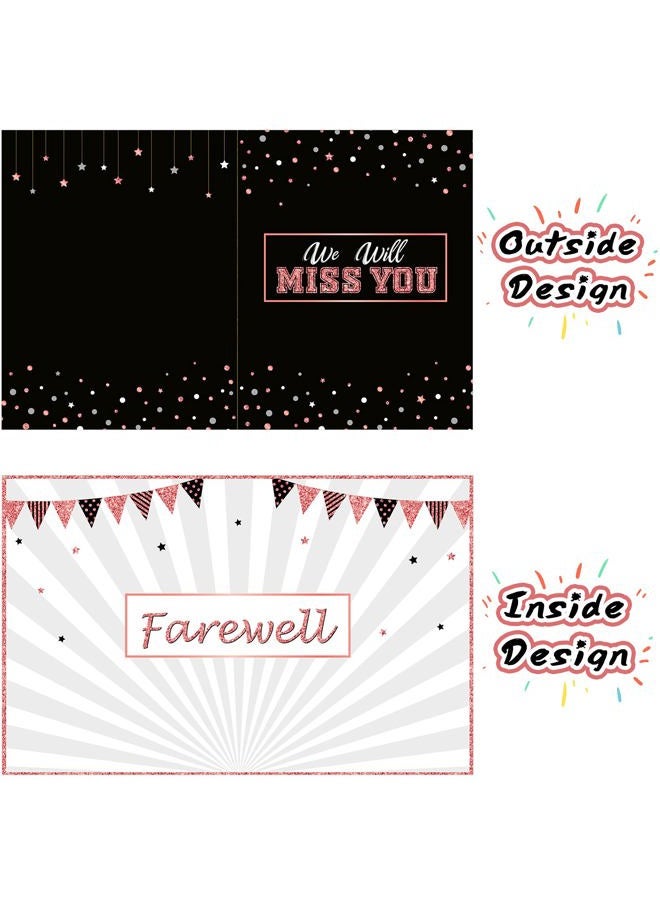 Sumind Large Farewell Greeting Card 13.8 x 21.6 Inch Farewell Gifts for Coworkers Friend Goodbye We Will Miss You Going Away Guest Signature Book Graduation Retirement Party Favor(Black and Rose Gold) - Image 3