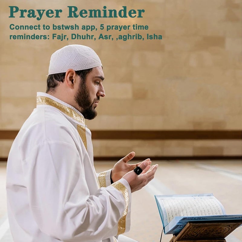 حلقة Tasbih Zikr الذكية 22mm ، تذكير توقيت الصلاة المسلمة ، شاشة OLED ، تكنولوجيا قابلة للارتداء ، مقاومة للماء ، قابلة للشحن USB - Image 2