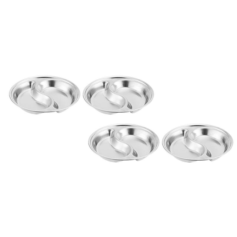 Stainless Steel Divided Sauce Dishes 10Cm 4Pcs Round Soy Sauce Plates Kitchen Seasoning Containers - Image 2