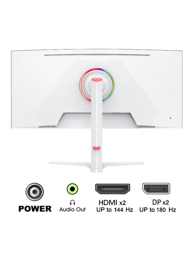 34-Inch Ultra-Wide Curved Gaming Monitor, 3440 x 1440 WQHD, 180Hz, 1ms, VA Panel with LED Backlight, Built-in Speakers, 1500R Curvature, 2 x HDMI 2.0  2 x DisplayPort 1.4, White - Image 2