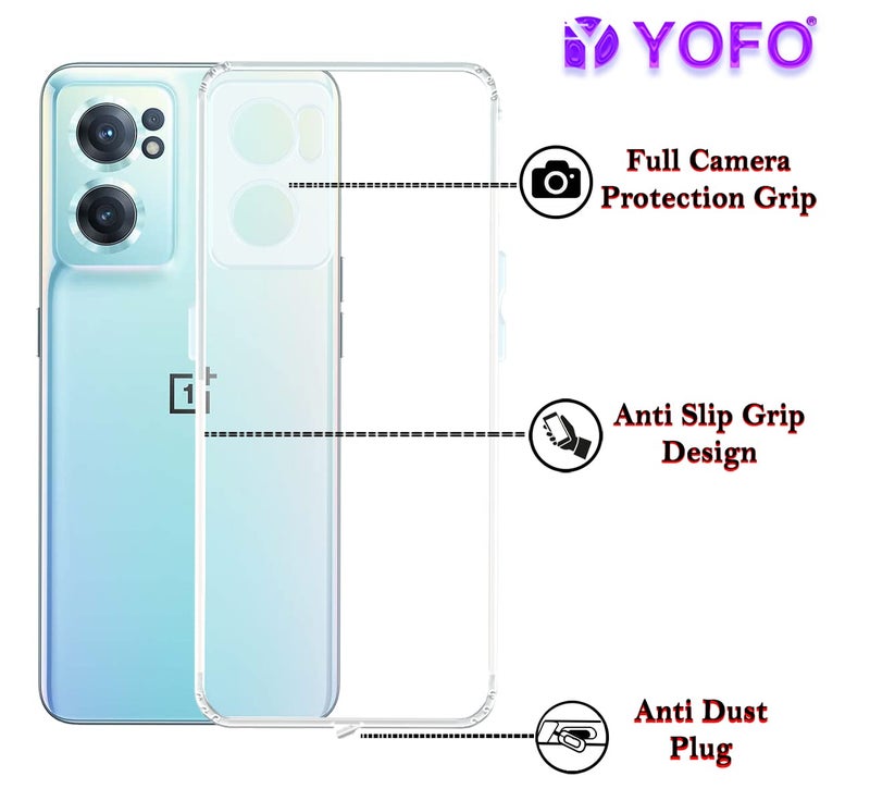 YOFO Back Cover for OnePlus Nord CE 2 (5G) (Flexible|Silicone|Transparent|Dust Plug|Camera Protection) - Image 4