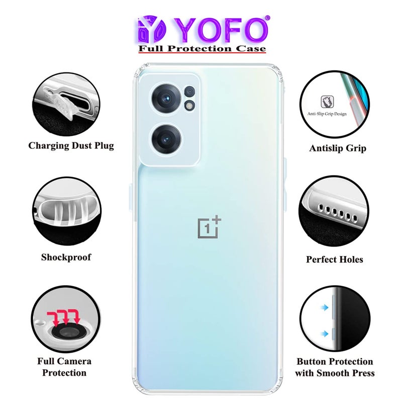 YOFO Back Cover for OnePlus Nord CE 2 (5G) (Flexible|Silicone|Transparent|Dust Plug|Camera Protection) - Image 3