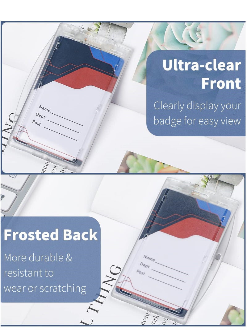 5-Pack Secure Locking ID Badge Holders, Versatile Vertical and Horizontal Hard Plastic Card Protectors for Office, School and Credit Cards - Image 4