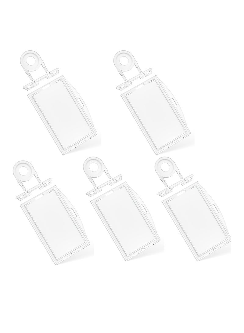 5-Pack Secure Locking ID Badge Holders, Versatile Vertical and Horizontal Hard Plastic Card Protectors for Office, School and Credit Cards - Image 1