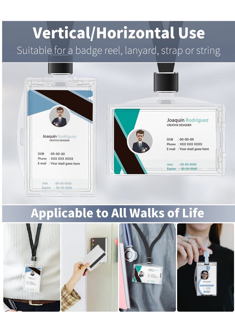 5-Pack Secure Locking ID Badge Holders, Versatile Vertical and Horizontal Hard Plastic Card Protectors for Office, School and Credit Cards - Image 5
