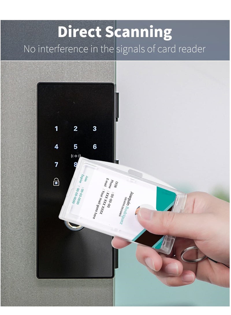 5-Pack Secure Locking ID Badge Holders, Versatile Vertical and Horizontal Hard Plastic Card Protectors for Office, School and Credit Cards - Image 2