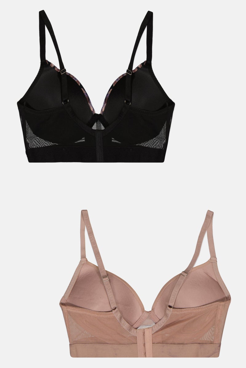 VINCE CAMUTO Women 2 Pieces Padded No Wire Bra, Black - Image 2