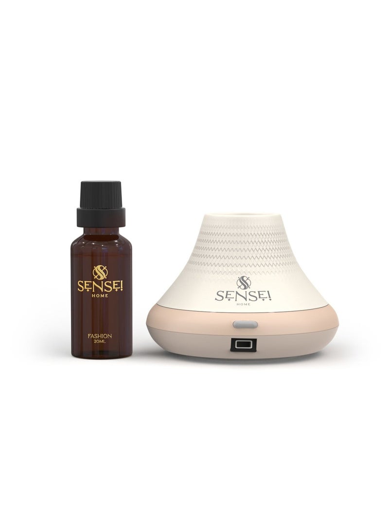 SENSEI Mino Diffuser and Diffuser Oil (Fashion), tabletop aroma diffuser for room, desk, office and reception. Comes with free Fashion oil included. Notes of passion fruit, rose and sandalwood. - Image 1