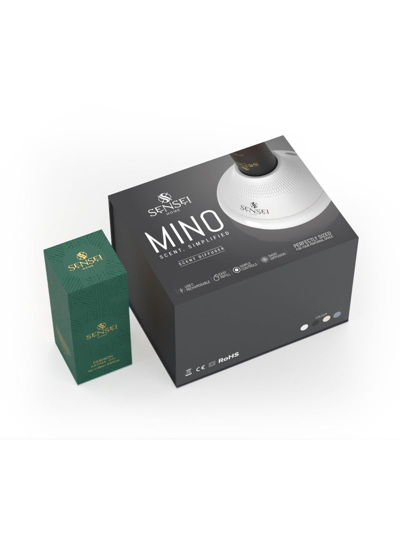 SENSEI Mino Diffuser and Diffuser Oil (Fashion), tabletop aroma diffuser for room, desk, office and reception. Comes with free Fashion oil included. Notes of passion fruit, rose and sandalwood. - Image 2