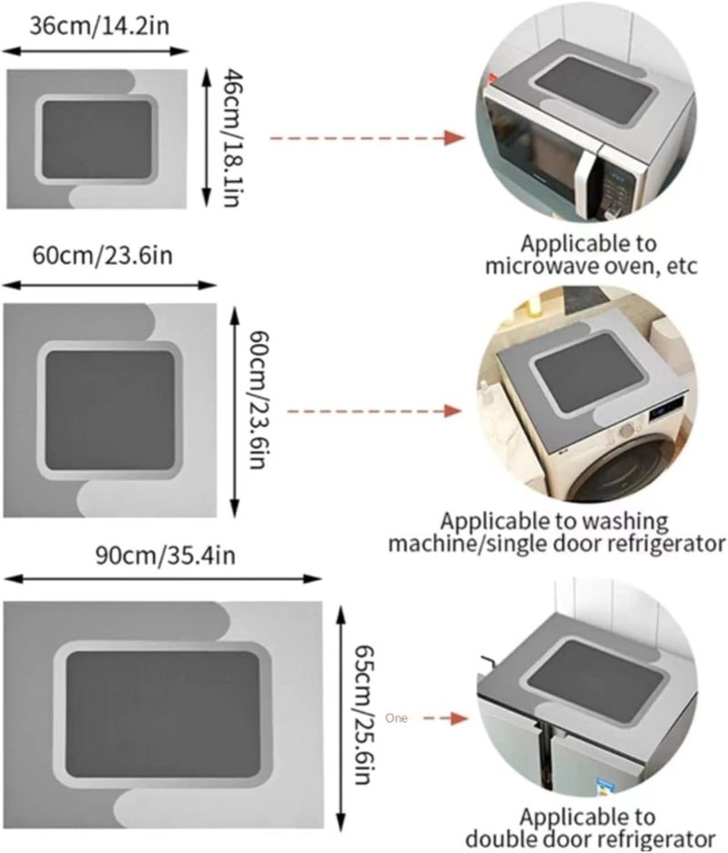 Clefairy Super Absorbent Washing Machine Covers Washable Coffee Machine Mat Dust-proof Pad for Refrigerator Kitchen Dishes Drying Mat-60*60CM - Image 2