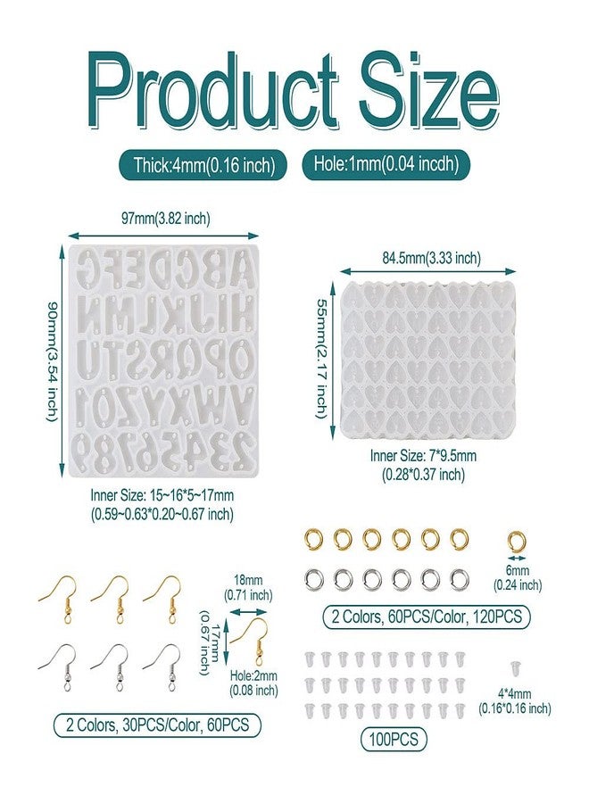 KISSITTY Letter Number Earring Silicone Molds Alphabet Number Heart Pendant Resin Casting Molds Earring Making Kit for Adults UV Resin Jewelry Crafts Arts Key Chains Necklaces - Image 5