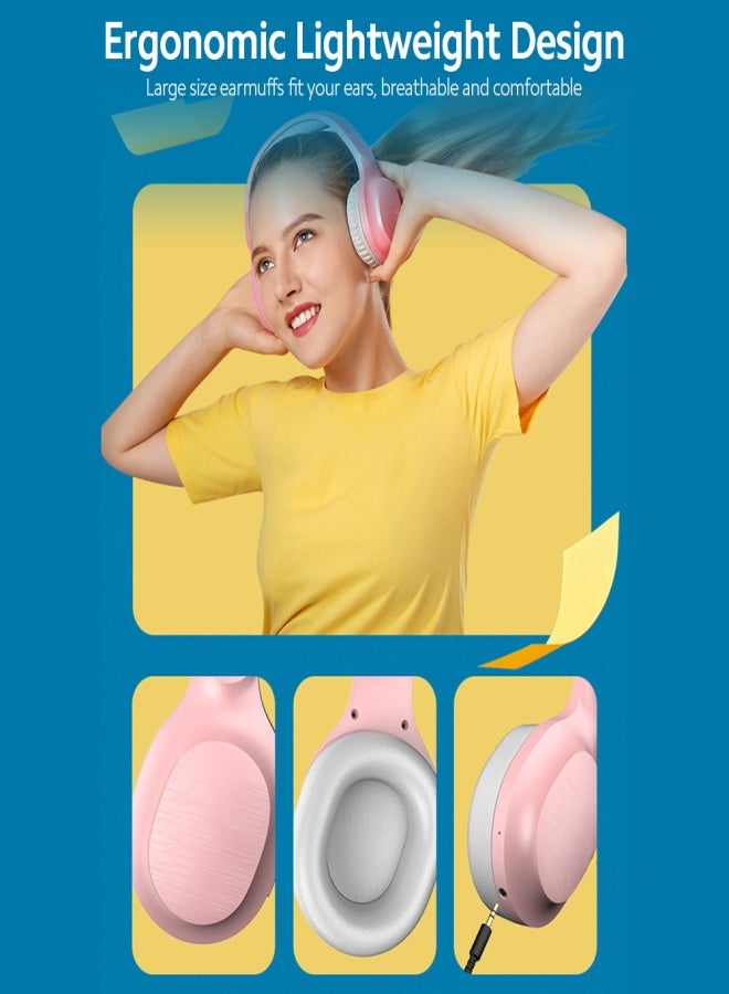 SOMIC MS300 Head-mounted Wireless BT Headset BT5.0 Ergonomic Lightweight Headset with CVC Noise Reduction Technology Pink - Image 4