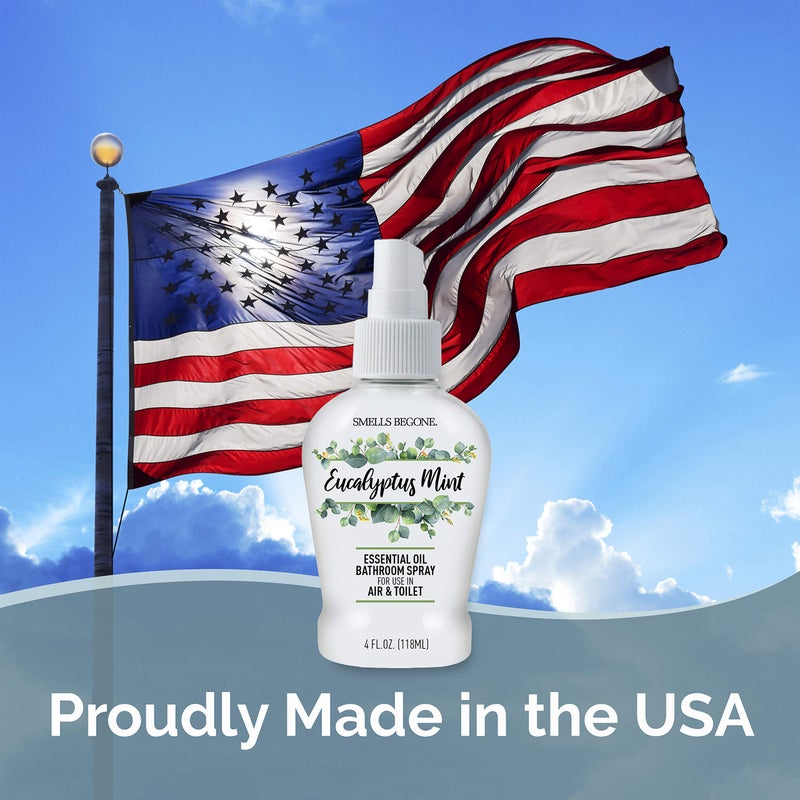 SMELLS BEGONE 4 oz Essential Oil Air Freshener Bathroom Spray - Eliminates Bathroom & Toilet Odors - Made with Essential Oils - Eucalyptus Mint Scent - Image 3