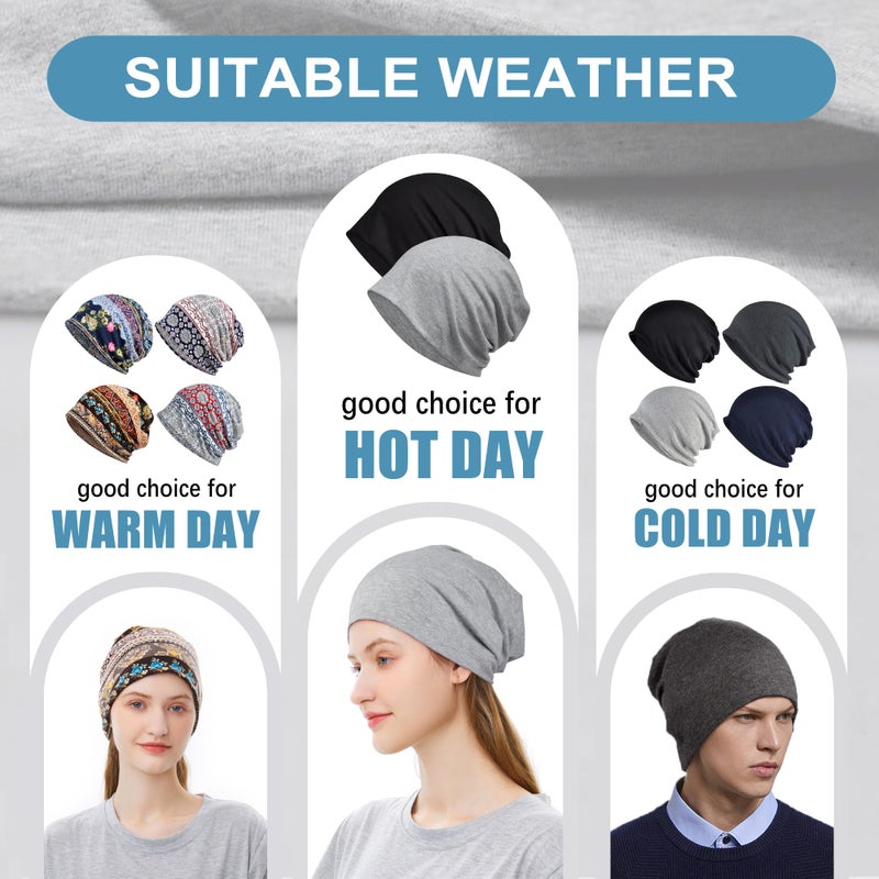 ELLEWIN Cotton Slouchy Beanie Hip-Hop Soft Lightweight Summer Running Beanie Covering Adult Boho Hats Cap for Men Women Hair Loss - Image 2