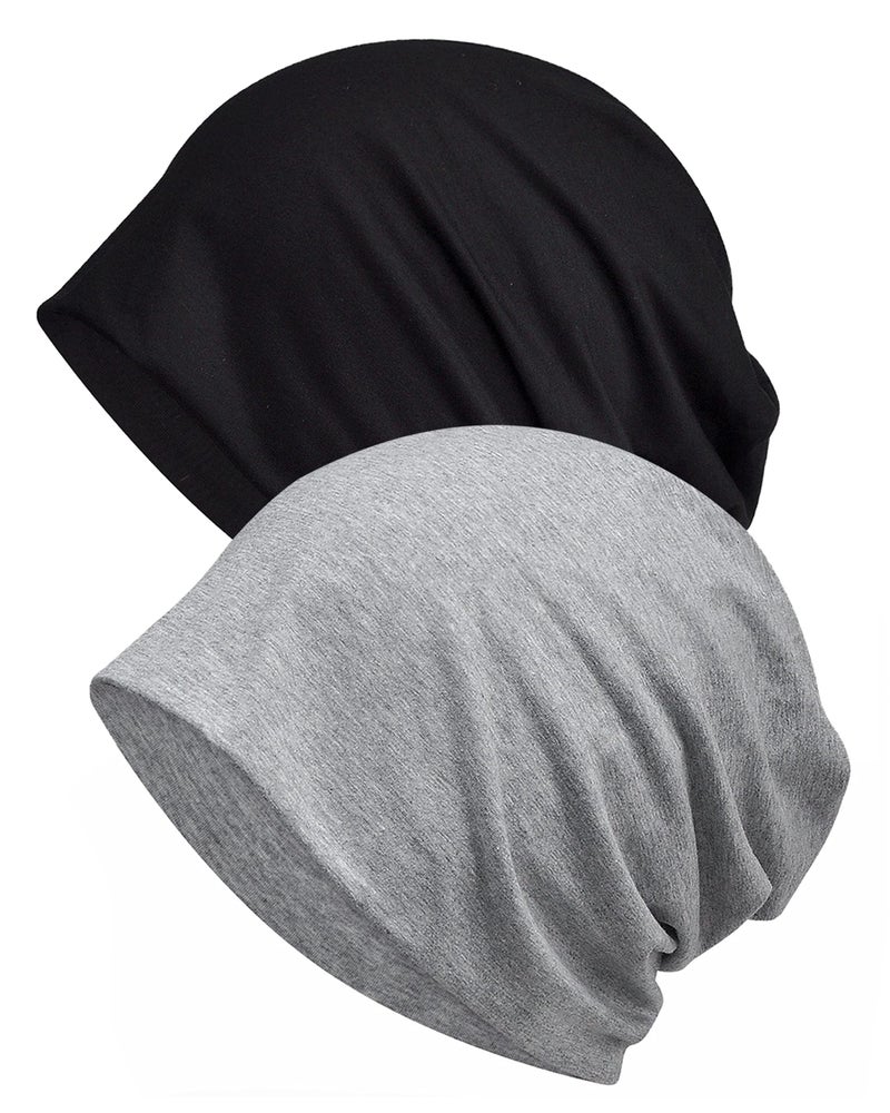 ELLEWIN Cotton Slouchy Beanie Hip-Hop Soft Lightweight Summer Running Beanie Covering Adult Boho Hats Cap for Men Women Hair Loss - Image 1