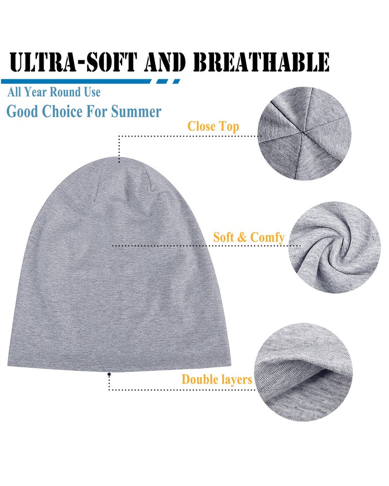 ELLEWIN Cotton Slouchy Beanie Hip-Hop Soft Lightweight Summer Running Beanie Covering Adult Boho Hats Cap for Men Women Hair Loss - Image 3