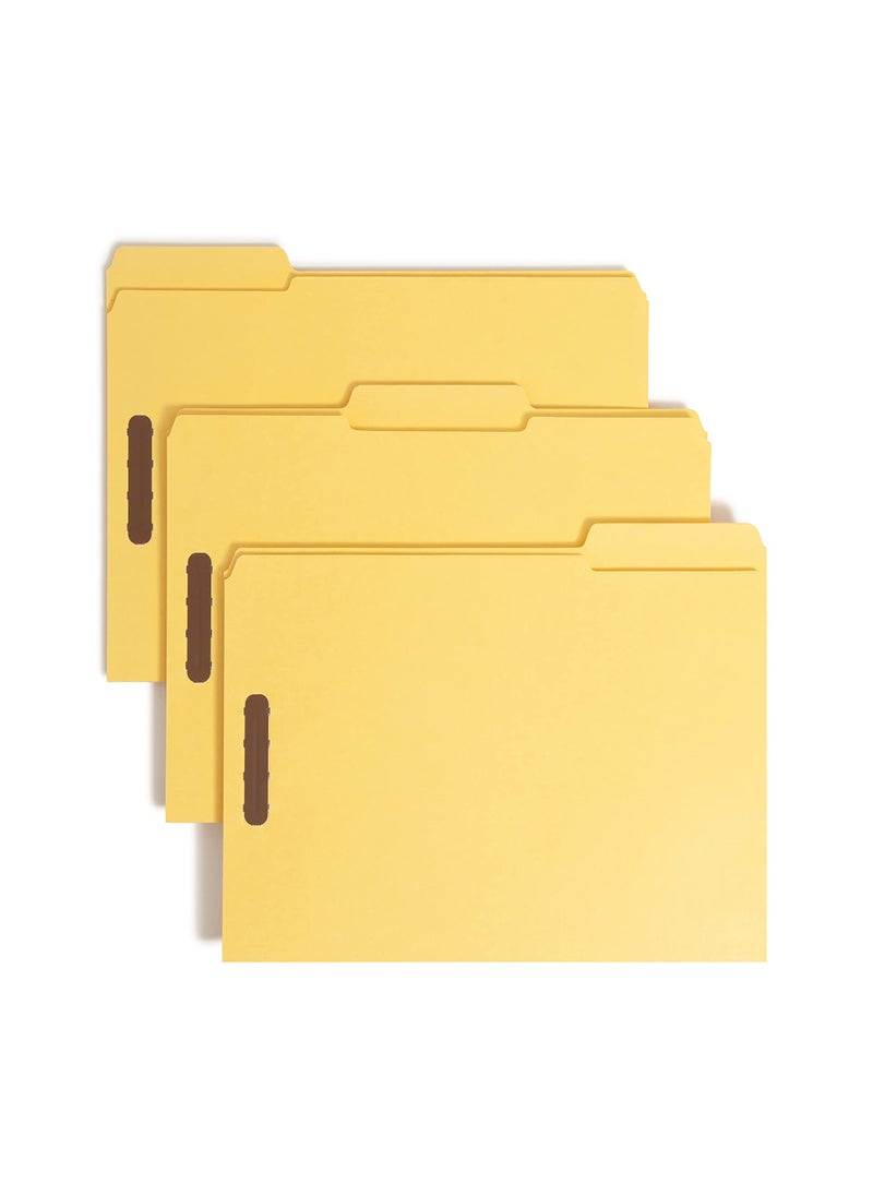 Smead Smead 100% Recycled Fastener File Folder, 2 Fasteners, Reinforced 1/3-Cut Tab, Letter Size, Yellow, 50 per Box (12941)  - Image 1