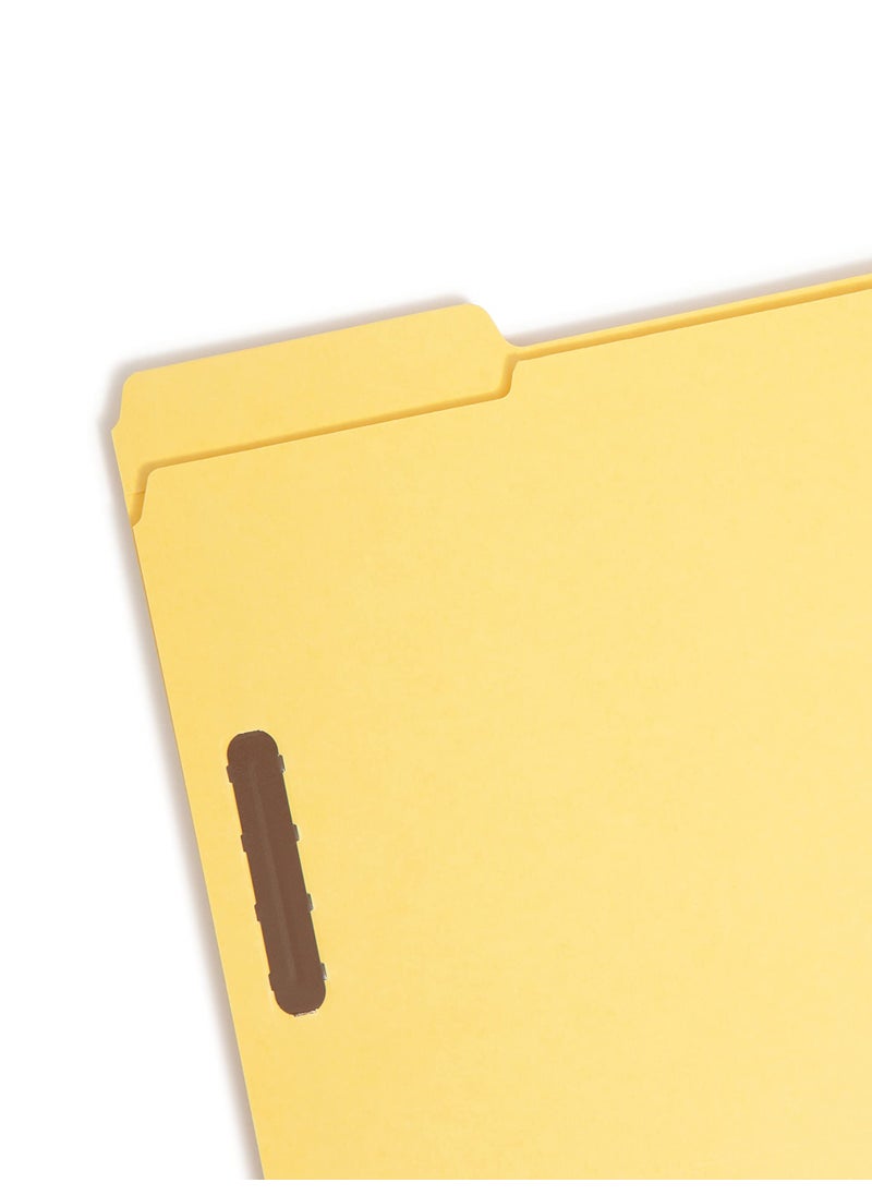 Smead Smead 100% Recycled Fastener File Folder, 2 Fasteners, Reinforced 1/3-Cut Tab, Letter Size, Yellow, 50 per Box (12941)  - Image 3