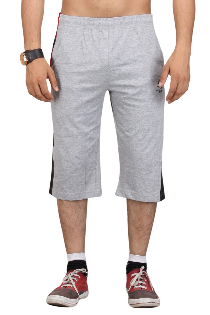 VEGO Mens Low Rise Cotton 3/4 Regular Fit Capri, Three Quarter, Hc-555-Grey-32/M - Image 2