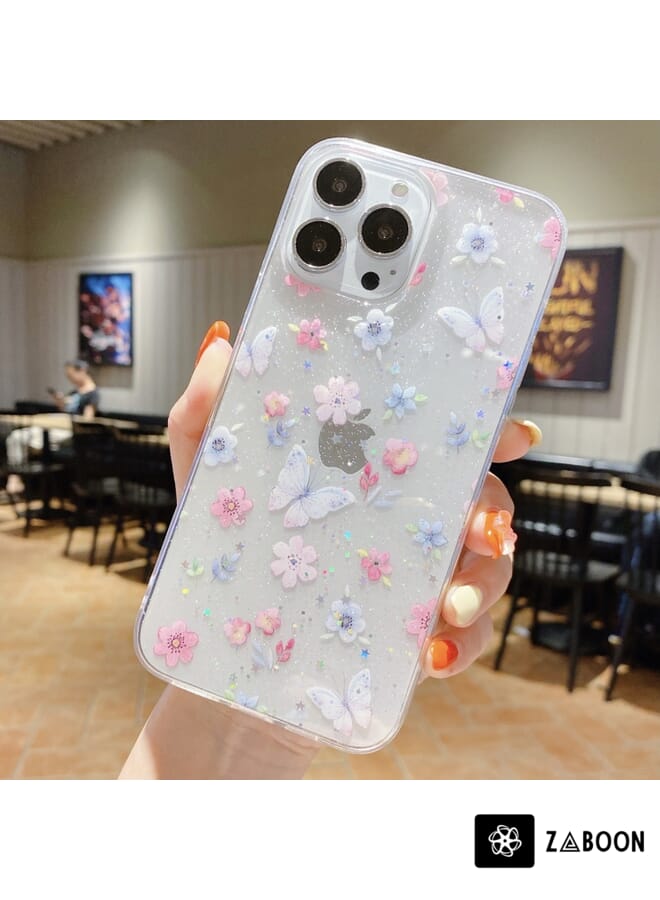 Zaboon Protective Case Cover For iPhone 14 Pro Fresh Small Floral Epoxy TPU  - Image 1
