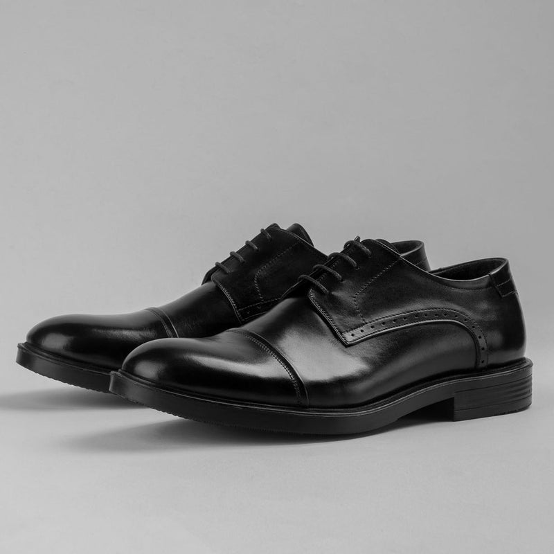 Brio Derby Cap Toe Shoes - Black