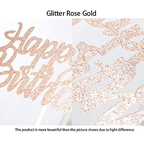 Festiko®Rose Gold Glitter Happy 15th Birthday Cake Topper 15th Cake Topper for Birthday Anniversary Party Decorations - Pack of 1 - Image 5