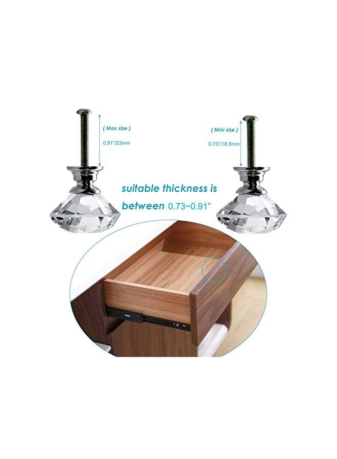 erorex Clear Crystal Glass Diamond Shape Door Knob Drawer Pull Handle for Cabinet, Drawer, Cupboard, Wardrobe Home Decoration (30mm) - Image 3