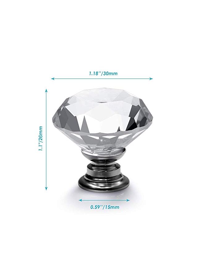 erorex Clear Crystal Glass Diamond Shape Door Knob Drawer Pull Handle for Cabinet, Drawer, Cupboard, Wardrobe Home Decoration (30mm) - Image 2