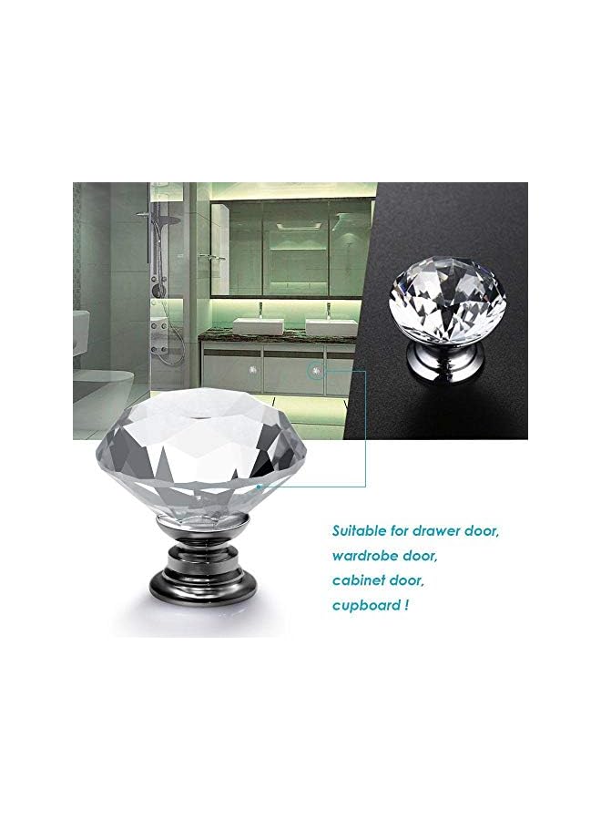 erorex Clear Crystal Glass Diamond Shape Door Knob Drawer Pull Handle for Cabinet, Drawer, Cupboard, Wardrobe Home Decoration (30mm) - Image 4