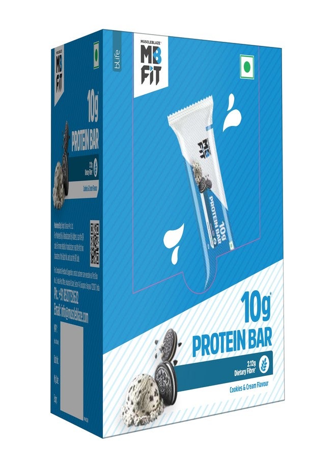 مسل بلايز ألواح بروتين MuscleBlaze 10 غرام (كوكيز وكريمة، عبوة من 6 قطع) | مزيج بروتين، وجبات خفيفة بروتينية صحية | للطاقة واللياقة البدنية - Image 1
