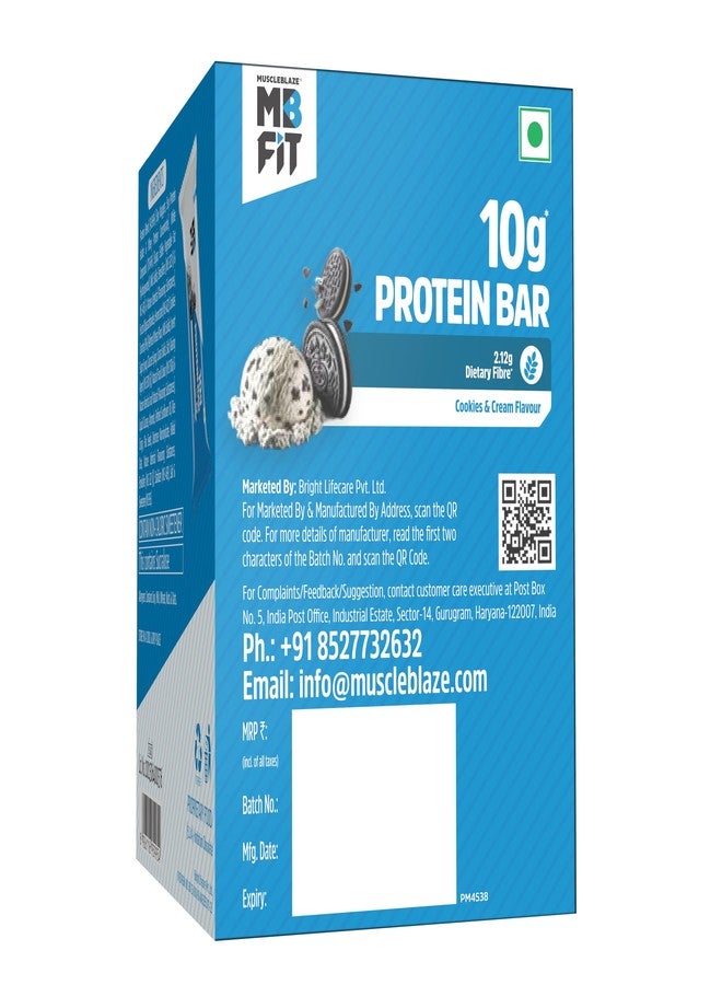 مسل بلايز ألواح بروتين MuscleBlaze 10 غرام (كوكيز وكريمة، عبوة من 6 قطع) | مزيج بروتين، وجبات خفيفة بروتينية صحية | للطاقة واللياقة البدنية - Image 5