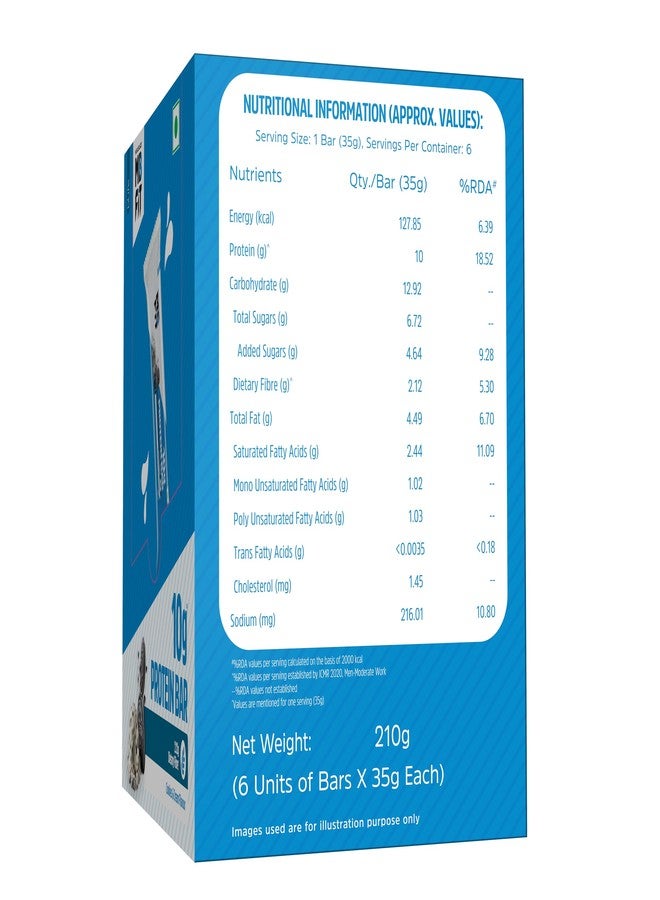 مسل بلايز ألواح بروتين MuscleBlaze 10 غرام (كوكيز وكريمة، عبوة من 6 قطع) | مزيج بروتين، وجبات خفيفة بروتينية صحية | للطاقة واللياقة البدنية - Image 4