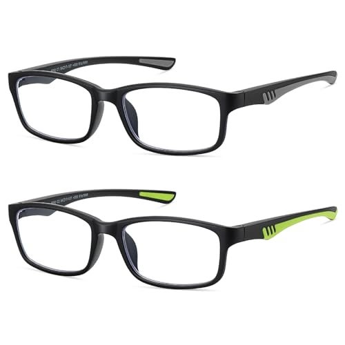 LKEYE Sport Reading Glasses Men Photochromic Lens Blue Light Blocking Computer Reader Wide Style Spring Hinge Eyeglasses 2Pack Black Green LK6082 225 - Image 1