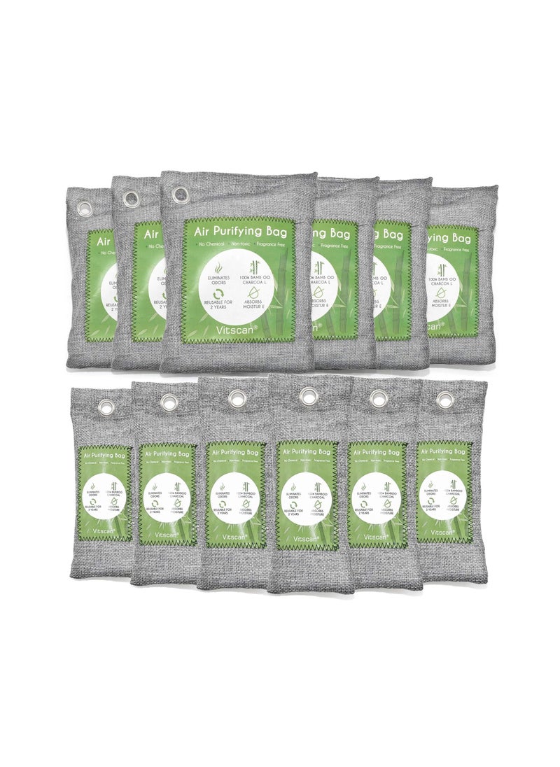 Vitscan - 12 Pack Bamboo Air Purifying Bag, Activated Charcoal Bags Odor Absorber, Moisture Absorber, Natural Car Air Freshener, Shoe Deodorizer, Odor Eliminators For Home, Pet, Closet (6x50g, 6x150g) - Image 1