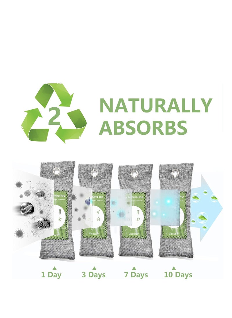 Vitscan - 12 Pack Bamboo Air Purifying Bag, Activated Charcoal Bags Odor Absorber, Moisture Absorber, Natural Car Air Freshener, Shoe Deodorizer, Odor Eliminators For Home, Pet, Closet (6x50g, 6x150g) - Image 1