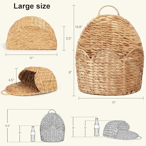 Stylave Door Basket Scalloped Hanging Storage Basket,Water Hyacinth Woven Wall Baskets for Front Door Decor, Hangable Storage Organize for Flowers,Planter,Mails,Wicker Baskets for Organizing Garden- L - Image 2