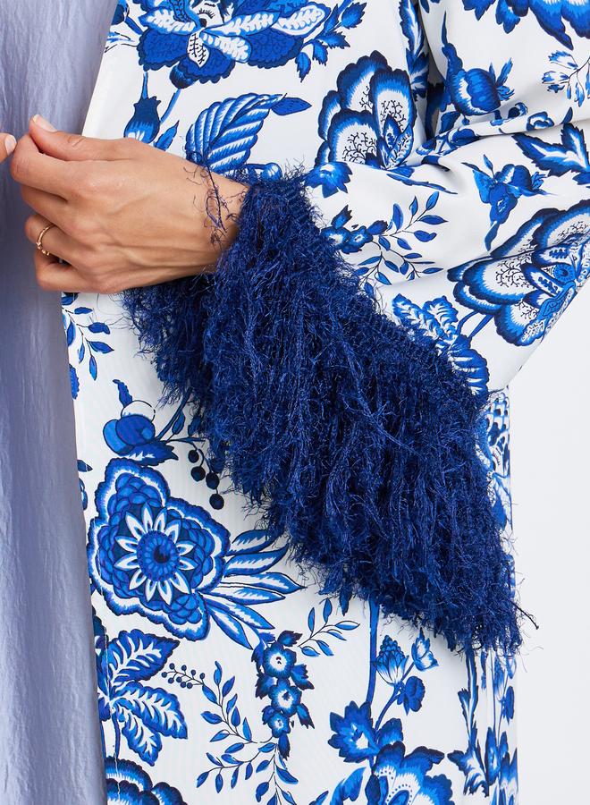 ستايلي عباية بطبعة زهور وأكمام بشراشيب - Image 4