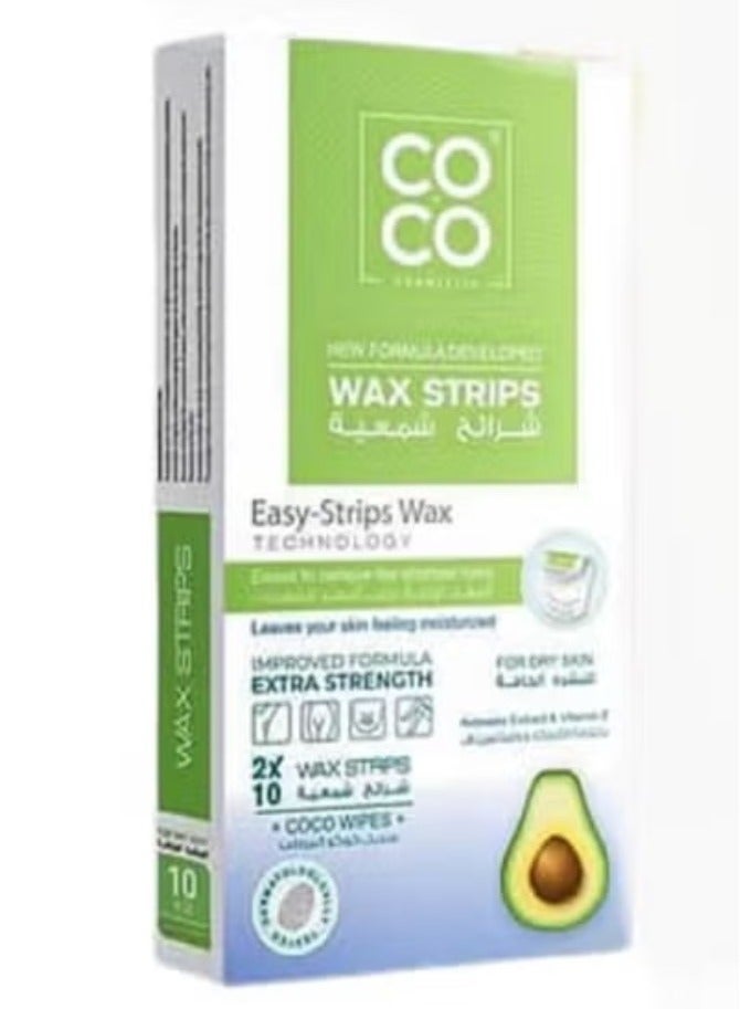 Coco Wax strips for hair removal with avocado extract and vitamins for dry skin