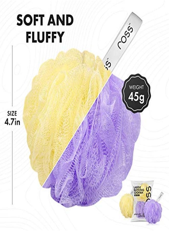 ROSS - Large Bath Loofah Sponge Scrubber Exfoliator For High Lather Cleansing (Purple And Yellow) - Image 1