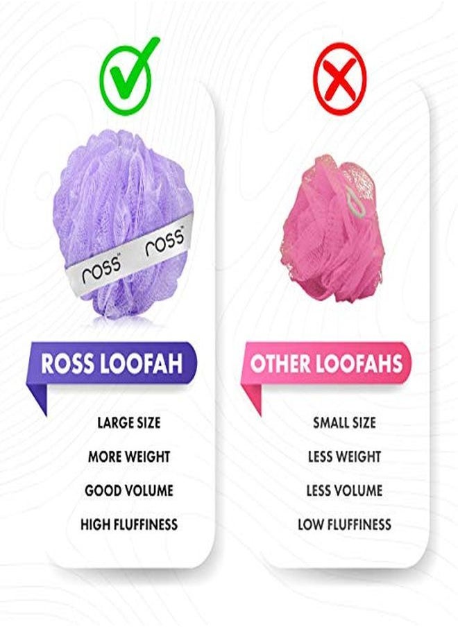 ROSS - Large Bath Loofah Sponge Scrubber Exfoliator For High Lather Cleansing (Purple And Yellow) - Image 1