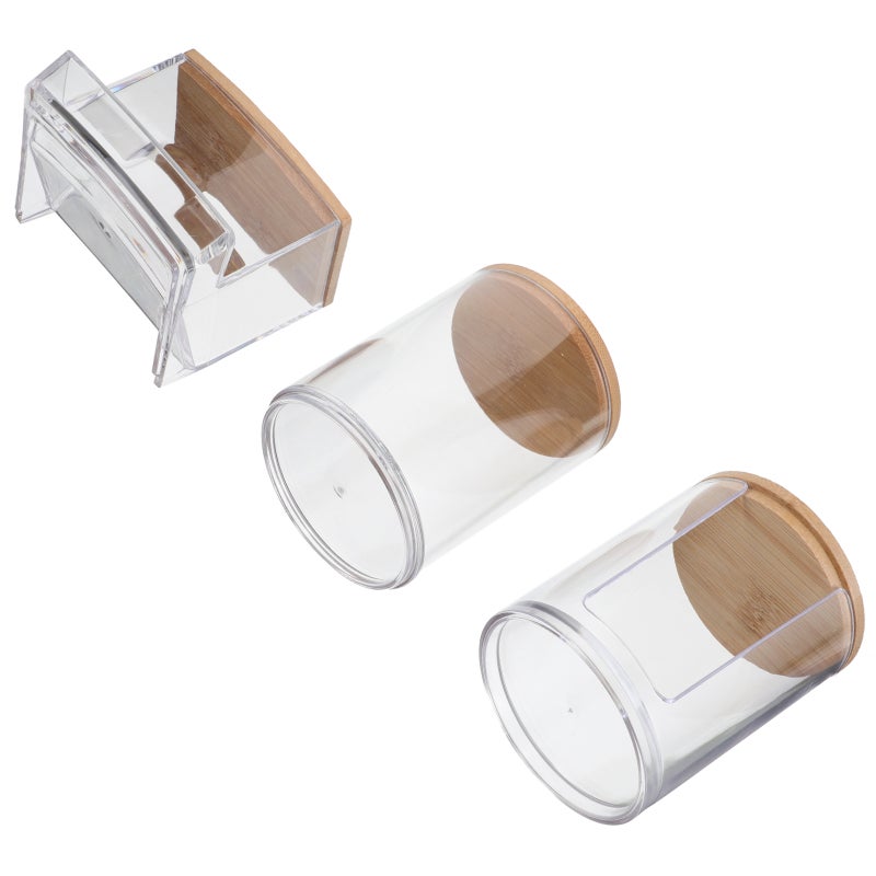 3pcs Cotton Swab Holder: Cotton Round Pads Dispenser Small Clear Apothecary Jar Containers With Lids For Bathroom Storage - Image 1