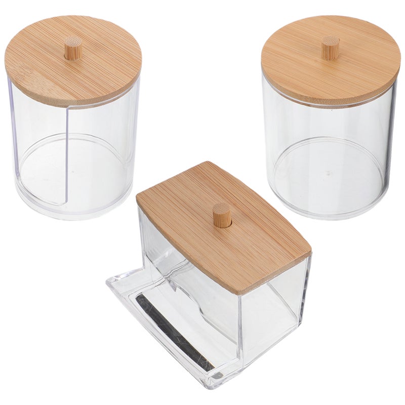 3pcs Cotton Swab Holder: Cotton Round Pads Dispenser Small Clear Apothecary Jar Containers With Lids For Bathroom Storage - Image 5