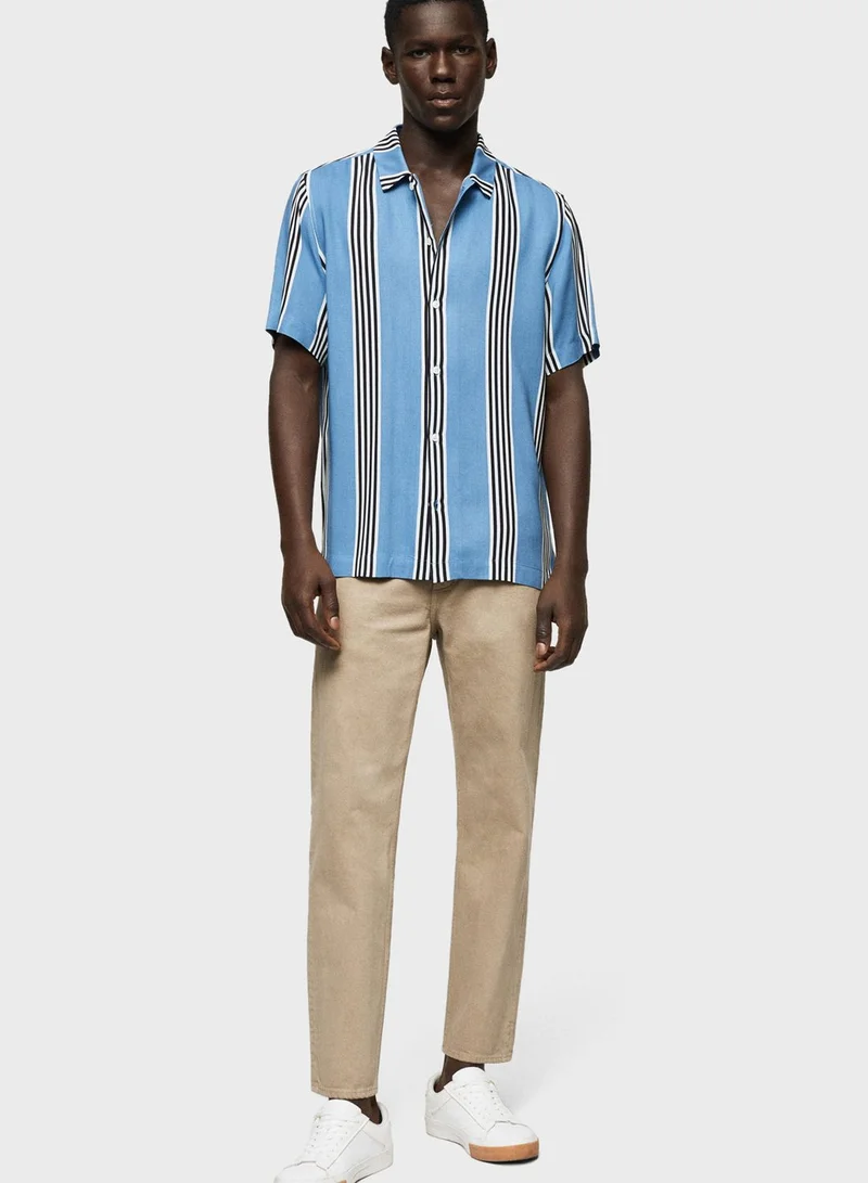 Mango Man Striped Regular Fit Shirt