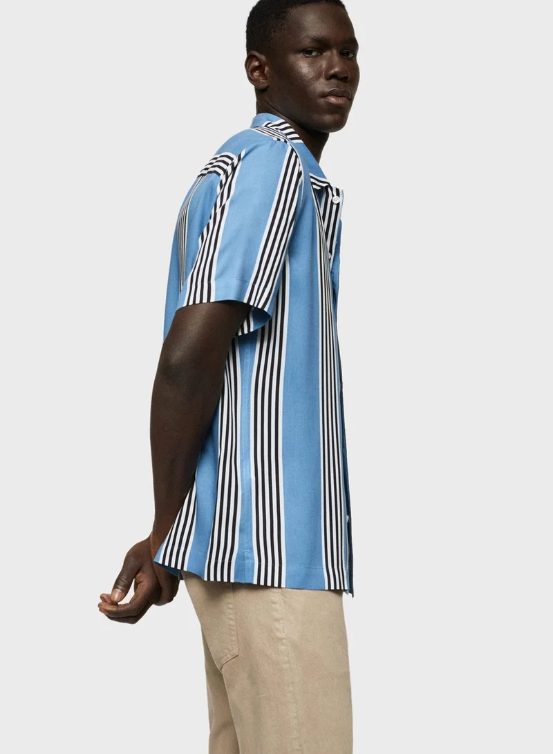 Mango Man Striped Regular Fit Shirt