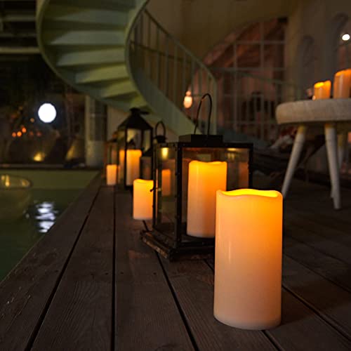 Homemory 6" x 4" Large Waterproof Outdoor Flameless Candles with Remote Control and Timer, Battery Operated Flickering LED Pillar Candles for Indoor Outdoor Lanterns, Porch, Long Lasting, Set of 2 - Image 2