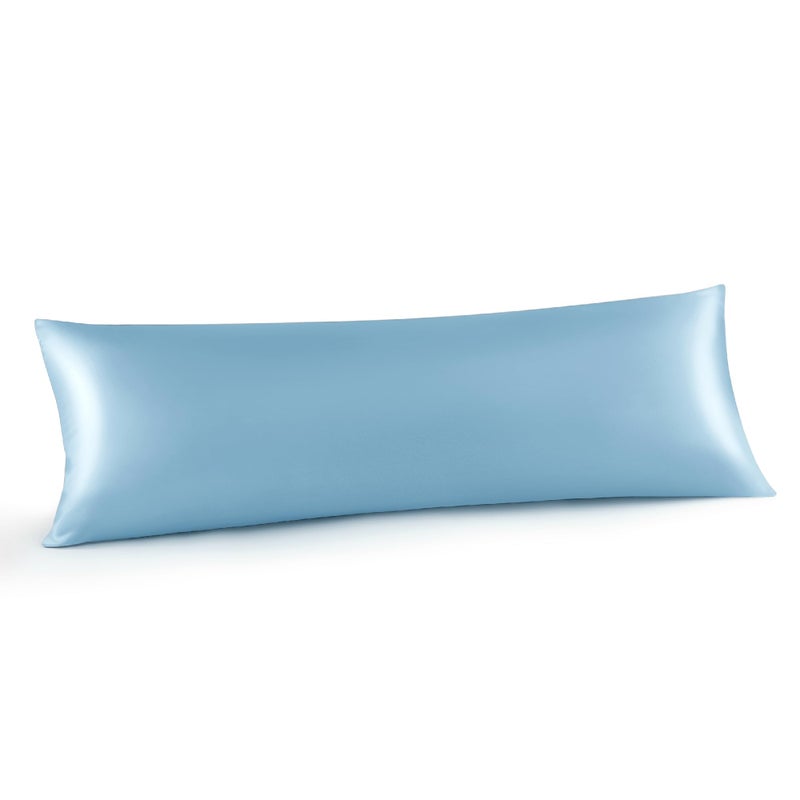 INFIIXSO Body Pillow Cover with Zipper  Luxury Mulberry Silk Long Body Pillow Case 20x54 Inches  Ultra Smooth and Soft Cooling Body Pillow Pillowcase  Gift for Women  Men(Light Blue) - Image 1