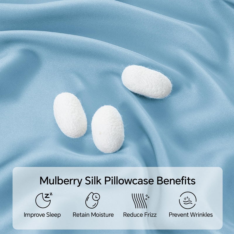 INFIIXSO Body Pillow Cover with Zipper  Luxury Mulberry Silk Long Body Pillow Case 20x54 Inches  Ultra Smooth and Soft Cooling Body Pillow Pillowcase  Gift for Women  Men(Light Blue) - Image 2